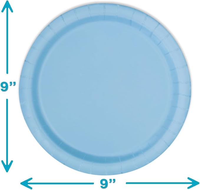 Heavy Duty Light Blue Paper Plate Party Supplies Bundle 9" Dinner plate, 7" Dessert Plates And Napkins, 56 Piece Disposable Paper Party Plate Set