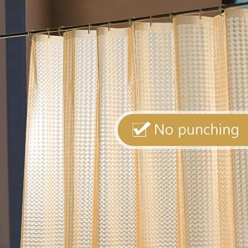 NTBAY EVA Shower Curtain Liner, 72 x 72, 6 Gauge, Semi Clear Yellow Check