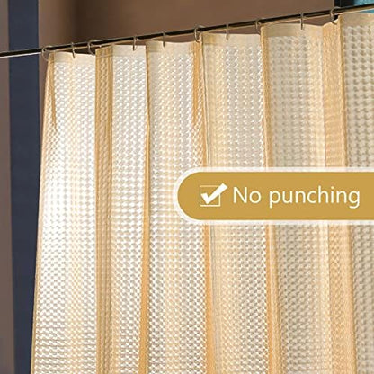 NTBAY EVA Shower Curtain Liner, 72 x 72, 6 Gauge, Semi Clear Yellow Check