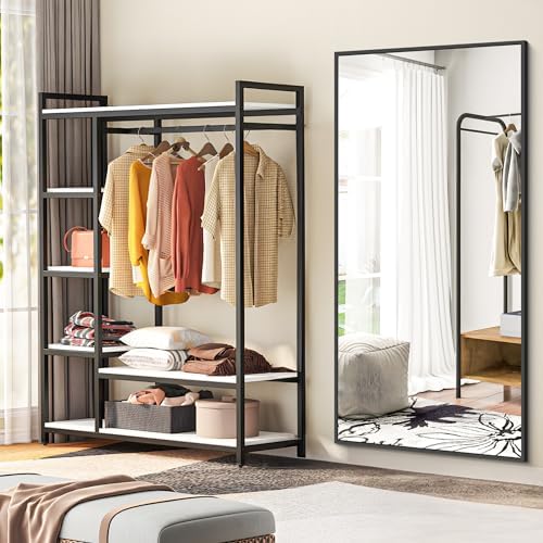 BONEWEI Bathroom Mirror, 30x55 inch Wall Mirror for Bathroom Wall Mounted Black Rectangle Square Corner Mirrors, Black Bathroom Mirror for Living Room, Farmhouse, Bedroom Entryway, Horizontal/Vertical