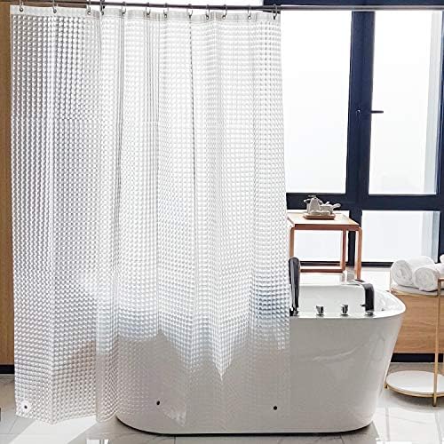 NTBAY EVA Shower Curtain Liner, 72 x 72, 6 Gauge, Clear Checkered