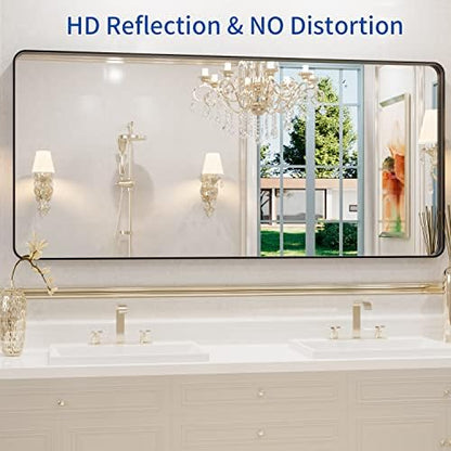 WEER Black Bathroom Vanity Mirror 60X28 Inch