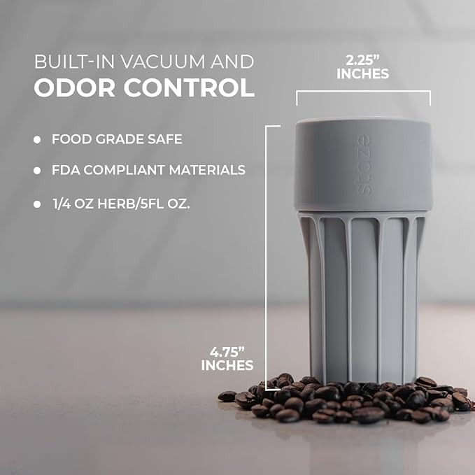 Staze Air Tight Smell Proof Container (148ml) - Vacuum Seal Jar, Waterproof Food Storage Canister, Portable Small Smell Proof Jar for Coffee, Herb, Spice & Gummies - (SHROOM)