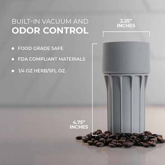 Staze Air Tight Smell Proof Container (148ml) - Vacuum Seal Jar, Waterproof Food Storage Canister, Portable Small Smell Proof Jar for Coffee, Herb, Spice & Gummies - (SHROOM)