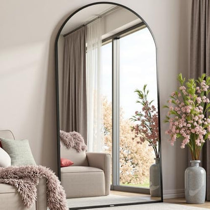 Dewfig Full Length Mirror, 70"x26" Arched Full Body Mirror, Black