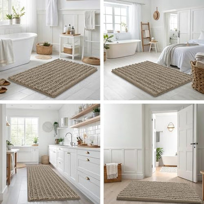 Smiry Bathroom Rugs 59X24, Extra Soft Rubber Backing Chenille Bath Mats