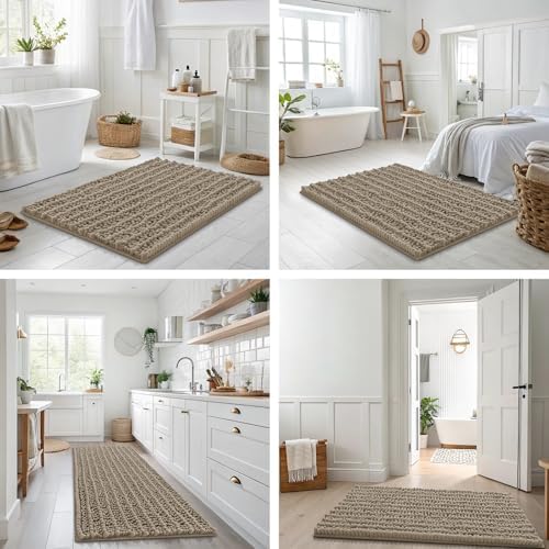 Smiry Bathroom Rugs 40X32, Extra Soft Rubber Backing Chenille Bath Mats