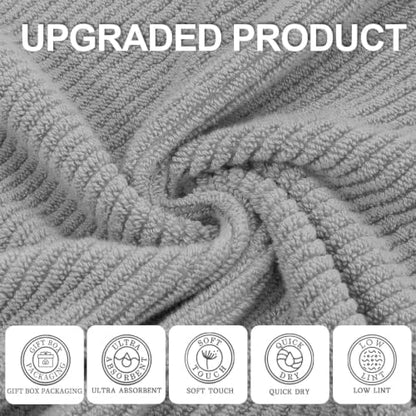 VOOVA & MOVAS Washcloths 6PC, 100% Cotton, 13x13 in, Gray