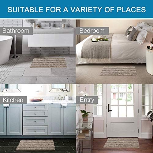 H.VERSAILTEX 2 Piece Bathroom Set - Super Absorbent Chenille Striped Bath Mats, Non Skid, Machine Washable (Taupe, 24 x 36 Plus 20 x 32 Inches)