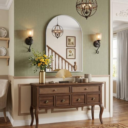 22"x30" Brushed Nickel Arched Vanity Bathroom Mirror, Set of 2
