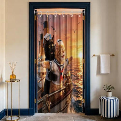 Small Stall Shower Curtain Rv Fun Black Cat, 36 x 72 Inchs