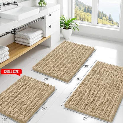 Smiry Bathroom Rugs 59X24, Extra Soft Rubber Backing Chenille Bath Mats
