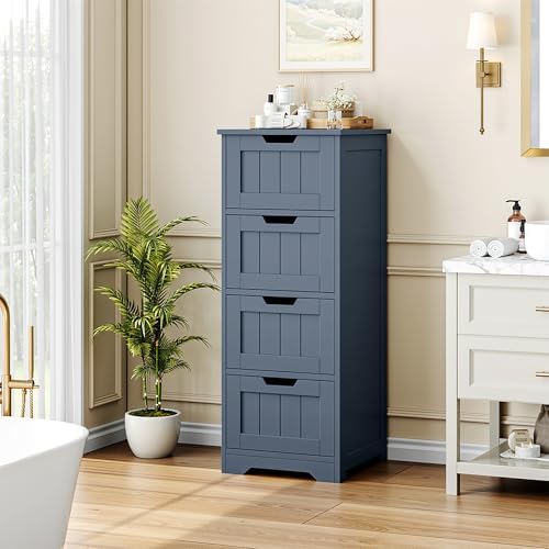FOTOSOK Bathroom Storage Cabinet with 4 Drawers, Small Bathroom Cabinet