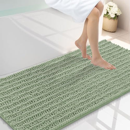 Smiry Bathroom Rugs 47X24, Extra Soft Rubber Backing Chenille Bath Mats