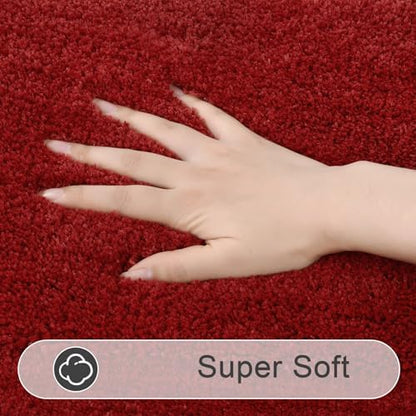 SHACOS Soft Microfiber Red Bathroom Rugs Sets 2 Pieces 32x20 inch