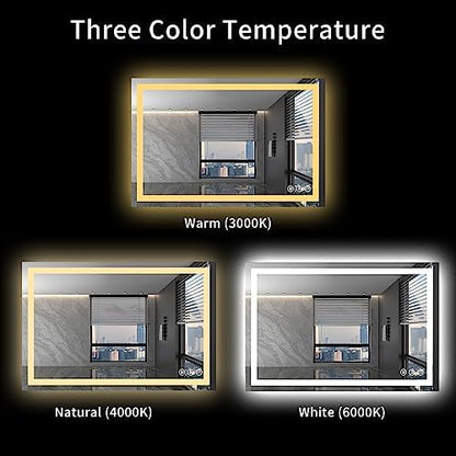 LOAAO 40"X32" LED Bathroom Mirror with Lights, UL Listed