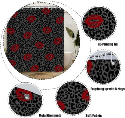 Polka Dot Shower Curtain Bathroom Decor with Hooks,75" Wx70 H