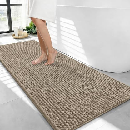 OLANLY Thick Chenille Bathroom Runner Rugs Mats 44x24, Warm Taupe