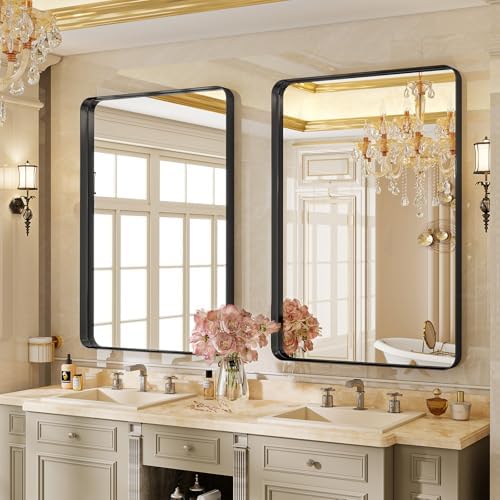 VooBang Bathroom Mirror 24"x32", Black Gorgeous Deep Frame Wall Mirror