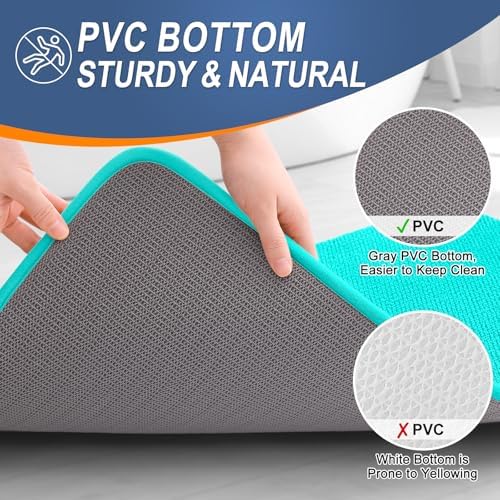 OLANLY Thick Memory Foam Bathroom Rugs 36x24, Soft Absorbent Bath Mat, Teal