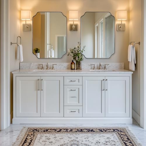 ANDY STAR 22"x30" Chrome Scalloped Mirrors for Bathroom Sink