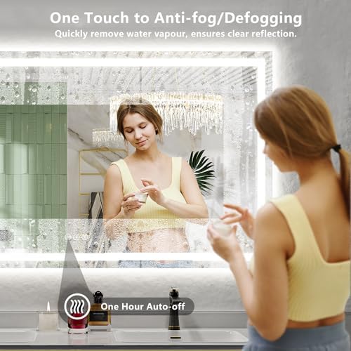 68x40 LED Bathroom Mirror with Lights, Lighted Vanity Mirror