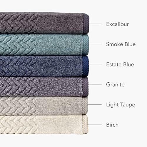 Texere 100% Organic Cotton Cable Jacquard 650 GSM Luxury Towel Sets - Ultra Soft and Absorbent Hotel and Spa Quality (Cable, Estate Blue, 2 Hand & 2 Face Towels)
