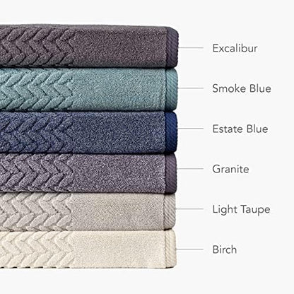 Texere 100% Organic Cotton Cable Jacquard 650 GSM Luxury Towel Sets - Ultra Soft and Absorbent Hotel and Spa Quality (Cable, Estate Blue, 2 Hand & 2 Face Towels)
