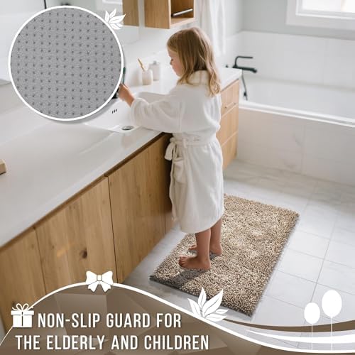 Yimobra Large Bathroom Rug Non Slip 36x24 Inch, Extra Thick Soft Absorbent Chenille Bath Mat, Machine Washable Quick Dry Bath Rugs for Bathroom Floor, Tub and Shower, Home Decor Accessories, Camel