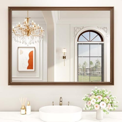 WEER Brown Bathroom Vanity Mirror 48x36 Inch