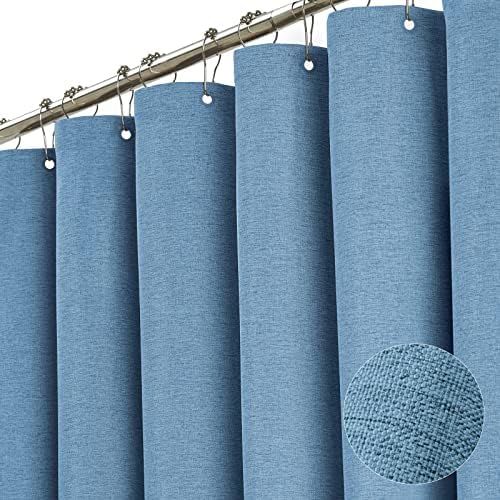 BTTN Extra Long Linen Textured Shower Curtain, 72x96, Moonlight Blue