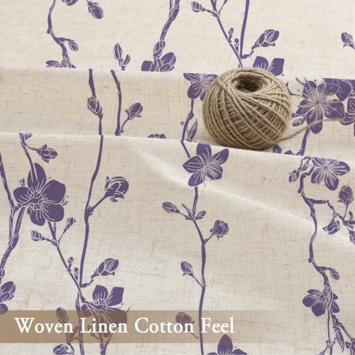 Gibelle Purple Farmhouse Linen Shower Curtain, Boho Floral Fabric, 72 x 72