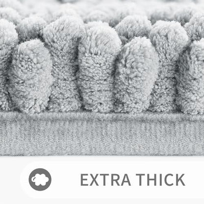 Yimobra Toilet Rugs U Shaped Washable 24 x 20, Non Slip and Super Absorbent Toilet Mat, Quick Dry, Ultra Luxury Microfiber Chenille Plush Fluffy Contour Bath Rugs for Toilet Base, Silver