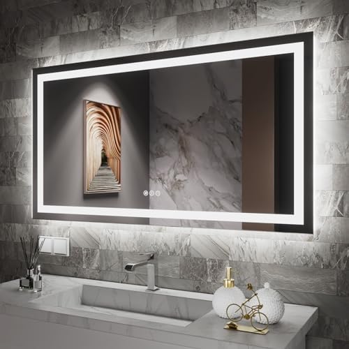 Amorho LED Bathroom Mirror, 65"X36" with Front Light and Backlit
