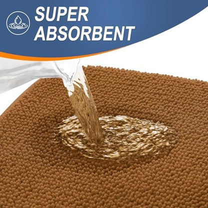 OLANLY Memory Foam Bathroom Runner Rugs 59x24, Absorbent Long Mat, Ochre