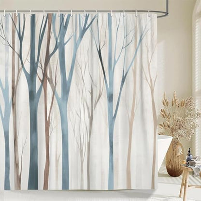 Tree Shower Curtain 72x84 Inch, Modern Minimalist Forest Bathroom Decor