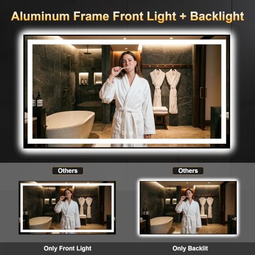 LED Bathroom Mirror with Light, 30x55 Vanity Mirror for Wall with Frame