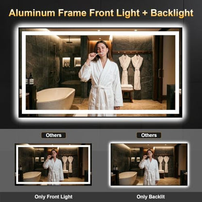 LED Bathroom Mirror with Light, 30x55 Vanity Mirror for Wall with Frame