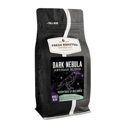 Fresh Roasted Coffee, Dark Nebula Whole Bean Coffee, Medium Roast, Kosher, 12 oz