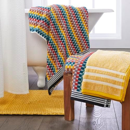 SKL Home Mid-Century Hand Towel Set-2pc, Premium 100% Cotton, Yellow