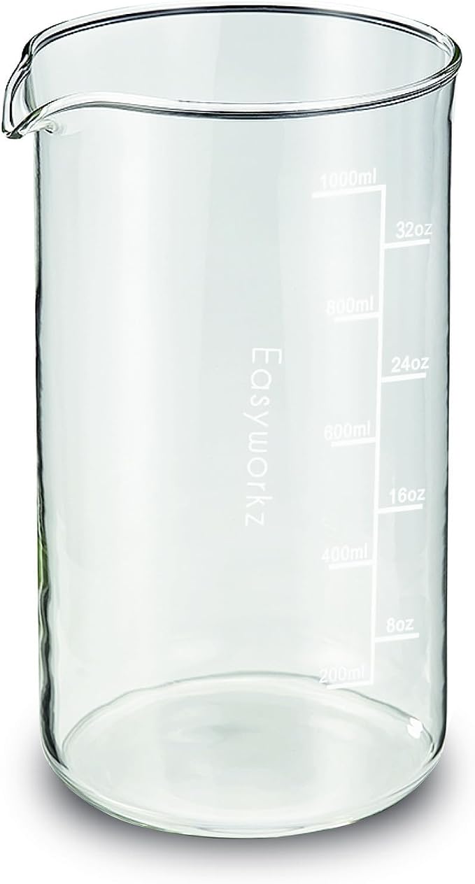 Easyworkz Borosilicate Glass Replacement Beaker for 34oz French Press Coffee Maker