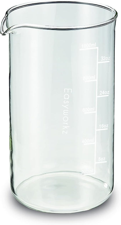 Easyworkz Borosilicate Glass Replacement Beaker for 34oz French Press Coffee Maker