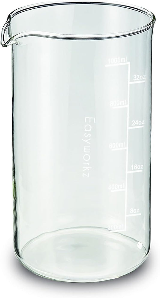 Easyworkz Borosilicate Glass Replacement Beaker for 34oz French Press Coffee Maker