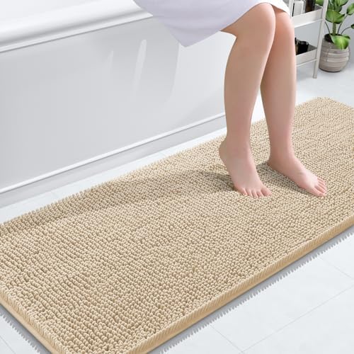 OLANLY Bathroom Runner Rugs 59x24, Extra Soft Absorbent Chenille Bath Rugs