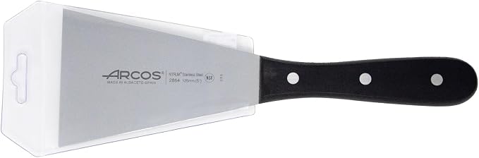 Arcos Universal Series Black Spatula - Nitrum Stainless Steel Blade 5"x3.5" - Polyoxymethylene Handle - Resistant to High/Low Temps (-40ºC to 150ºC) - Stainless Steel Riv
