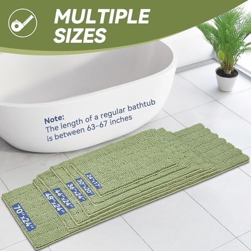 Bcoimo Bath Rug Mat,Sage Chenille High Absorbent Bathroom Mat for Floor Tub