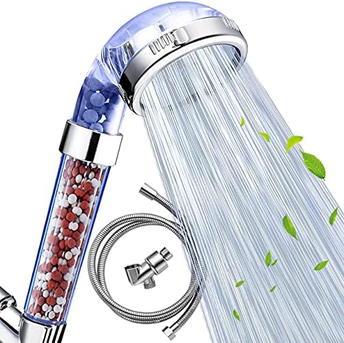 Nosame Shower Head with Hose and Bracket, Filter Filtration High Pressure Water Saving 3 Mode Function Spray Handheld Showerheads for Dry Skin & Hair