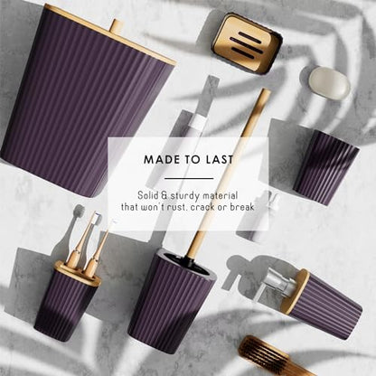 Clara Clark Purple Bathroom Set, Shower Curtain Set, Bathroom Accessory Set