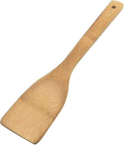 11.8-Inch Natural Wood Turners Bamboo Utensil Kitchen Wooden Cooking Tools Spoon Spatula Cooking, Stir Fry and Mixing, essential Tools (Straight line)