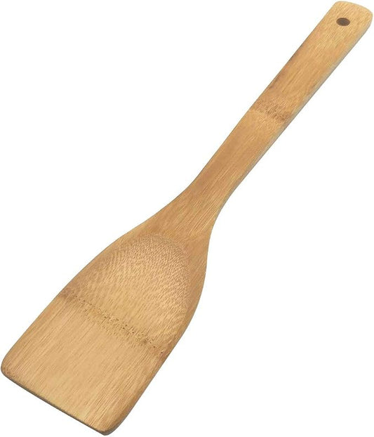 11.8-Inch Natural Wood Turners Bamboo Utensil Kitchen Wooden Cooking Tools Spoon Spatula Cooking, Stir Fry and Mixing, essential Tools (Straight line)